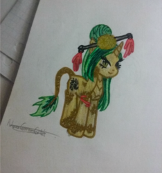 Size: 1932x2060 | Tagged: safe, artist:nurkako, dracony, hybrid, monster pony, pony, unicorn, accessory, crossover, dragon tail, jinafire long, mattel, monster, monster high, ponified
