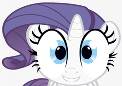 Size: 669x474 | Tagged: safe, edit, editor:undeadponysoldier, rarity, pony, unicorn, g4, adorable face, alternate eye color, cute, face swap, female, lip bite, looking at you, mare, rarara, silly face, simple background, solo, teeth, what has science done, white background, wrong aspect ratio