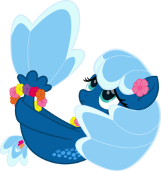 Size: 6000x6393 | Tagged: safe, artist:pilot231, oc, oc only, oc:sea foam ep, seapony (g4), calm, flower on ear, lei, movie accurate, seaponified, solo, species swap, tail hold, vector