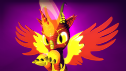 Size: 3840x2160 | Tagged: safe, artist:phoenixtm, oc, oc:delta firedash, dracony, hybrid, pony, robot, robot pony, 3d, begging, cute, ethereal mane, gradient hooves, high res, robot dracony, source filmmaker, spread wings, weapons-grade cute, wings
