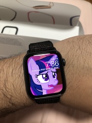 Size: 4032x3024 | Tagged: safe, screencap, twilight sparkle, alicorn, pony, g4, horse play, apple watch, cropped, discussion in the comments, faic, irl, photo, twilight sparkle (alicorn), watch, wavy mouth