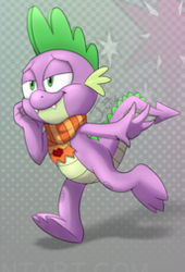 Size: 172x253 | Tagged: safe, artist:blazetbw, spike, dragon, anthro, g4, claws, cropped, crossover, male, smiling, sonic the hedgehog (series), sonicified, spread toes, tail