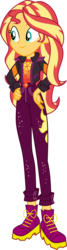 Size: 1685x6252 | Tagged: safe, artist:shootingstarsentry, sunset shimmer, equestria girls, equestria girls series, festival filters, g4, spoiler:eqg series (season 2), clothes, female, geode of empathy, hand on hip, jacket, magical geodes, music festival outfit, pants, simple background, solo, transparent background, vector