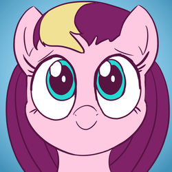 Size: 800x800 | Tagged: safe, artist:comfyplum, oc, oc only, oc:comfy plum, pegasus, pony, bust, female, gradient background, icon, mare, portrait, smiling, solo
