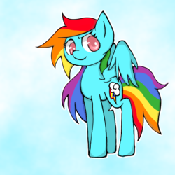 Size: 700x700 | Tagged: safe, artist:destroyer_aky, rainbow dash, pegasus, pony, g4, colored pupils, female, pixiv, solo