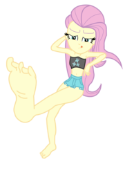 Size: 788x1014 | Tagged: safe, artist:kinkyfeet, fluttershy, mean fluttershy, equestria girls, g4, i'm on a yacht, my little pony equestria girls: better together, the mean 6, alternate hairstyle, barefoot, base used, belly button, clone, equestria girls-ified, feet, female, flutterfeet, fluttermean, foot focus, midriff, simple background, soles, solo, transparent background, tube top, vector, wiggling toes