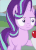 Size: 244x338 | Tagged: safe, artist:agrol, rainbow dash, rarity, starlight glimmer, pony, unicorn, let's switch bodies, g4, :i, animated, apple, body swap, cropped, female, food, gif, hoof hold, i mean i see, mare, no, offscreen character