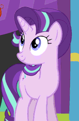 Size: 232x358 | Tagged: safe, artist:agrol, starlight glimmer, sunburst, pony, unicorn, time for two, g4, agrol is trying to murder us, animated, c:, cropped, cute, daaaaaaaaaaaw, eyes closed, fake wings, female, gif, glimmerbetes, grin, i can't believe it's not hasbro studios, levitation, magic, male, mare, offscreen character, race swap, smiling, solo focus, stallion, straight, telekinesis, wings