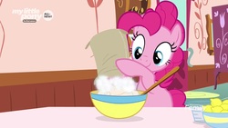 Size: 1280x720 | Tagged: safe, screencap, pinkie pie, pony, g4, she's all yak, bowl, female, flour, mare, solo