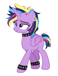 Size: 1095x1443 | Tagged: safe, artist:sarcastic02, twilight sparkle, alicorn, pony, g4, choker, ear piercing, earring, fashion, female, jewelry, mare, piercing, punk, simple background, solo, spiked choker, transparent background, twilight sparkle (alicorn)