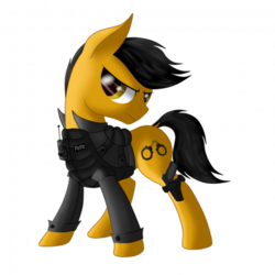 Size: 400x400 | Tagged: artist needed, safe, oc, oc:darren cuffs, earth pony, pony, bulletproof vest, clothes, gun, police, police officer