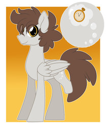 Size: 1293x1553 | Tagged: safe, artist:missbramblemele, oc, oc only, oc:bubble brain, pegasus, pony, amputee, male, missing limb, offspring, parent:derpy hooves, parent:doctor whooves, parents:doctorderpy, solo, stallion, stump