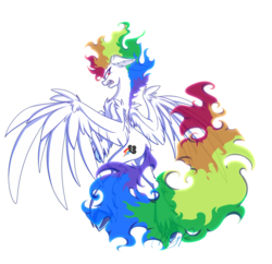 Size: 1400x1354 | Tagged: safe, artist:mingraine, rainbow dash, pegasus, pony, g4, alternate cutie mark, dragon ball, female, mane of fire, mare, rear view, rearing, simple background, solo, spread wings, standing, super rainbow dash, super saiyan, transparent background, wings