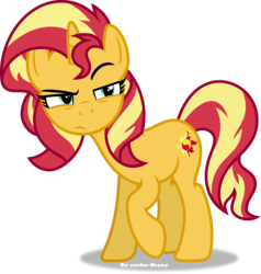 Size: 5847x6134 | Tagged: safe, artist:vector-brony, sunset shimmer, pony, unicorn, equestria girls, equestria girls specials, g4, my little pony equestria girls: better together, my little pony equestria girls: spring breakdown, absurd resolution, eyebrows, female, mare, raised eyebrow, raised hoof, simple background, solo, suspicious, transparent background, vector