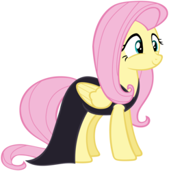 Size: 6357x6444 | Tagged: safe, artist:andoanimalia, fluttershy, pegasus, pony, g4, scare master, absurd resolution, black dress, clothes, cute, dress, female, mare, shyabetes, simple background, smiling, solo, transparent background, vector