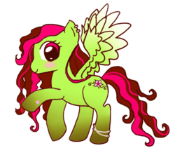 Size: 385x340 | Tagged: safe, artist:eruanna, oc, oc only, oc:pixieblossom, pegasus, pony, bracelet, brown, ear piercing, earring, green, jewelry, piercing, pink, solo