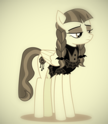 Size: 692x792 | Tagged: safe, edit, editor:undeadponysoldier, inky rose, pegasus, pony, g4, black and white, clothes, dress, female, goth, grayscale, makeup, mare, monochrome, pigtails, simple background, solo, unamused