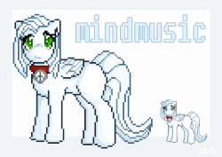 Size: 400x283 | Tagged: safe, artist:jolty, oc, oc only, oc:mindmusic, pegasus, pony, bell, blank flank, collar, gif, green eyes, non-animated gif, pixel art, solo, sprite, white