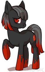 Size: 430x680 | Tagged: safe, artist:mindmusic, oc, oc only, oc:crimson tide, pony, black, dark, emo, gothic, red, solo, splatter