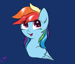 Size: 665x570 | Tagged: safe, artist:luxsimx, rainbow dash, pegasus, pony, g4, blue background, chest fluff, cute, dashabetes, eye clipping through hair, female, open mouth, simple background, solo