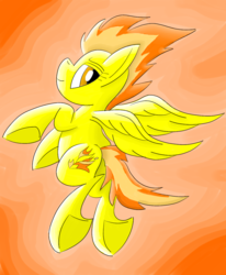 Size: 984x1193 | Tagged: safe, artist:notadeliciouspotato, spitfire, pegasus, pony, g4, butt, female, gradient background, lidded eyes, mare, plot, smiling, solo, spread wings, wings