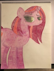 Size: 4032x3024 | Tagged: safe, clear sky, pony, unicorn, common ground, g4, colored pencil drawing, female, solo, traditional art