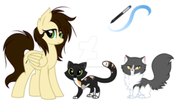 Size: 1600x919 | Tagged: safe, artist:crystal-tranquility, oc, oc only, oc:toni, cat, pegasus, pony, amputee, bandage, deviantart watermark, female, mare, missing limb, obtrusive watermark, simple background, solo, stump, transparent background, watermark