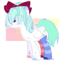 Size: 2300x2300 | Tagged: safe, artist:2pandita, oc, oc only, pegasus, pony, bow, clothes, female, hair bow, high res, mare, socks, solo, striped socks