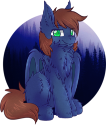Size: 1598x1878 | Tagged: safe, artist:vert_glamis, oc, oc only, oc:warly, bat pony, pony, bat pony oc, bat wings, chest fluff, ear fluff, fangs, fluffy, forest, looking at you, male, solo, stallion, wings
