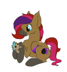 Size: 1024x1114 | Tagged: safe, artist:paisleyperson, oc, oc only, oc:button blitz, pegasus, pony, doll, female, mare, plushie, prone, simple background, solo, toy, transparent background