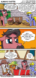 Size: 923x1970 | Tagged: safe, artist:pony-berserker, oc, oc only, oc:anvil breaker, oc:final drive, oc:longhaul, oc:southern comfort, earth pony, pony, unicorn, comic:always faster, annoyed, apron, cart, clothes, comic, confused, da red wunz go fasta, dialogue, facial hair, female, glasses, group, happy, humor, male, mare, moustache, outdoors, painting, raised leg, serious, serious face, smiling, speech bubble, stallion, standing, warhammer (game), warhammer 40k