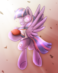 Size: 2048x2560 | Tagged: safe, artist:sugar morning, wind sprint, pegasus, pony, common ground, g4, ball, crepuscular rays, female, filly, flying, freckles, high res, hoof hold, looking back, solo, spread wings, underhoof, wings