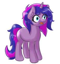 Size: 1723x1848 | Tagged: safe, artist:daisyeseyad, oc, oc only, oc:daisyeseyad, pony, unicorn, ear fluff, female, mare, open mouth, simple background, solo, standing, thousand yard stare, transparent background