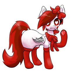 Size: 2489x2551 | Tagged: safe, artist:fluor1te, oc, oc only, oc:petal rose, bat pony, pony, bow, clothes, facial markings, fangs, female, hair bow, heart eyes, high res, large butt, mare, scarf, socks, solo, thigh highs, waving, wingding eyes