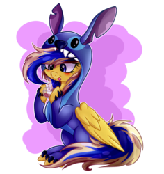 Size: 3747x3967 | Tagged: safe, artist:xxmelody-scribblexx, oc, oc:melody sweetheart, pegasus, pony, clothes, cosplay, costume, female, high res, mare, solo, stitch