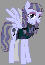 Size: 748x1069 | Tagged: safe, edit, editor:undeadponysoldier, inky rose, pegasus, pony, g4, animated, beautiful, bedroom eyes, blinking, clothes, cute, dress, eye flutter, eyelashes, female, goth, gray background, inkybetes, looking at you, makeup, mare, pigtails, simple background, spread wings, wings