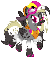 Size: 1231x1391 | Tagged: safe, artist:mintoria, oc, oc only, oc:burning rubber, pegasus, pony, backwards ballcap, baseball cap, cap, female, goggles, hat, mare, open mouth, simple background, solo, transparent background