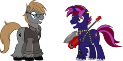 Size: 2250x1125 | Tagged: safe, artist:theeditormlp, oc, oc only, oc:jake hammerquist, oc:the editor, earth pony, pony, clothes, glasses, guitar, male, shirt, simple background, stallion, transparent background, vector, vest