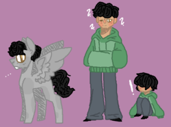 Size: 701x521 | Tagged: safe, artist:junetheicecat, artist:sand-yflames, oc, oc:max flarewood copper, human, pegasus, pony, lego, magical gay spawn, non-mlp oc, offspring, parent:emmet brickowski, parent:good cop bad cop, pink background, ponified, simple background, the lego movie