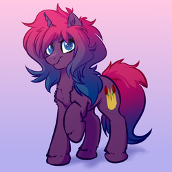 Size: 4000x4000 | Tagged: safe, artist:witchtaunter, oc, oc only, oc:rozaline sassyfangs, pony, unicorn, chest fluff, commission, fangs, gradient background, solo