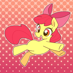 Size: 480x480 | Tagged: safe, artist:tsukisayu, apple bloom, earth pony, pony, g4, abstract background, adorabloom, blank flank, cute, female, filly, open mouth, solo