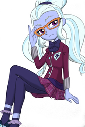 Size: 640x951 | Tagged: safe, artist:shinda mane, artist:union of the snake, artist:uotsda, sugarcoat, equestria girls, g4, clothes, colored, crystal prep academy uniform, cute, female, looking at you, school uniform, simple background, solo, sugarcute, white background