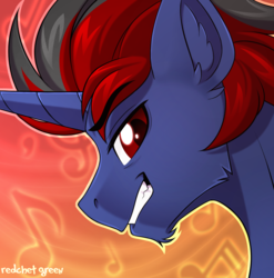 Size: 1200x1215 | Tagged: safe, artist:redchetgreen, oc, oc only, pony, unicorn, bust, solo, sternocleidomastoid
