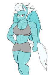 Size: 1056x1647 | Tagged: safe, artist:calm wind, artist:matchstickman, edit, fleetfoot, anthro, g4, 1000 years in photoshop, abs, biceps, breasts, busty fleetfoot, cleavage, clothes, deltoids, fleetflex, midriff, muscles, pecs, sports bra, sports shorts, wonderbolts, workout outfit