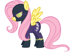 Size: 2722x1917 | Tagged: safe, artist:blazinjake, fluttershy, pegasus, pony, g4, clothes, costume, female, mare, shadowbolts, shadowbolts costume, simple background, solo, spread wings, transparent background, vector, wings
