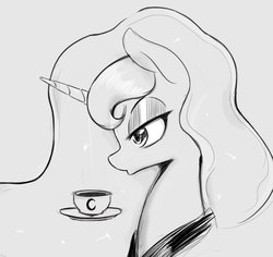 Size: 877x829 | Tagged: safe, artist:tre, princess luna, alicorn, pony, g4, crown, female, grayscale, jewelry, mare, monochrome, regalia, sketch