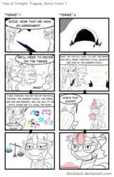 Size: 792x1224 | Tagged: safe, artist:donzatch, king sombra, queen chrysalis, changeling, comic:tale of twilight, g4, comic, magic, partial color