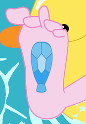 Size: 322x462 | Tagged: safe, edit, editor:sonic ranger, pinkie pie, equestria girls, equestria girls series, g4, i'm on a yacht, spoiler:eqg series (season 2), barefoot, cropped, element of laughter, feet, female, foot focus, soles, solo, tattoo, wiggling toes