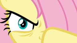 Size: 2106x1185 | Tagged: safe, artist:phucknuckl, fluttershy, pony, best gift ever, g4, angry eyes, close-up, inkscape, looking at you, vector