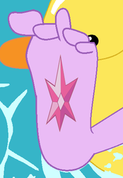 Size: 322x462 | Tagged: safe, edit, editor:sonic ranger, sci-twi, twilight sparkle, equestria girls, g4, i'm on a yacht, my little pony equestria girls: better together, barefoot, cropped, element of magic, feet, female, foot focus, soles, solo, tattoo, wiggling toes